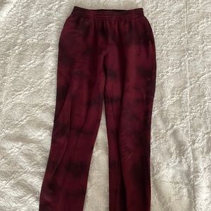 red and black tie-dye sweatpants.  pink. size xs womens